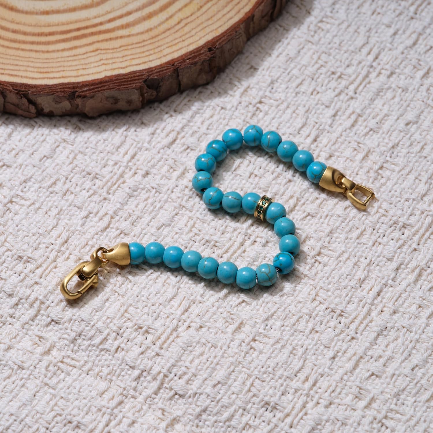 Natural Gemstone Bead Bracelet for Women: Turquoise, Lapis Lazuli, Tiger Eye, Amethyst, Onyx, Malachite | 6.8-7.3 Inch Round Beads Bracelet - Image 2