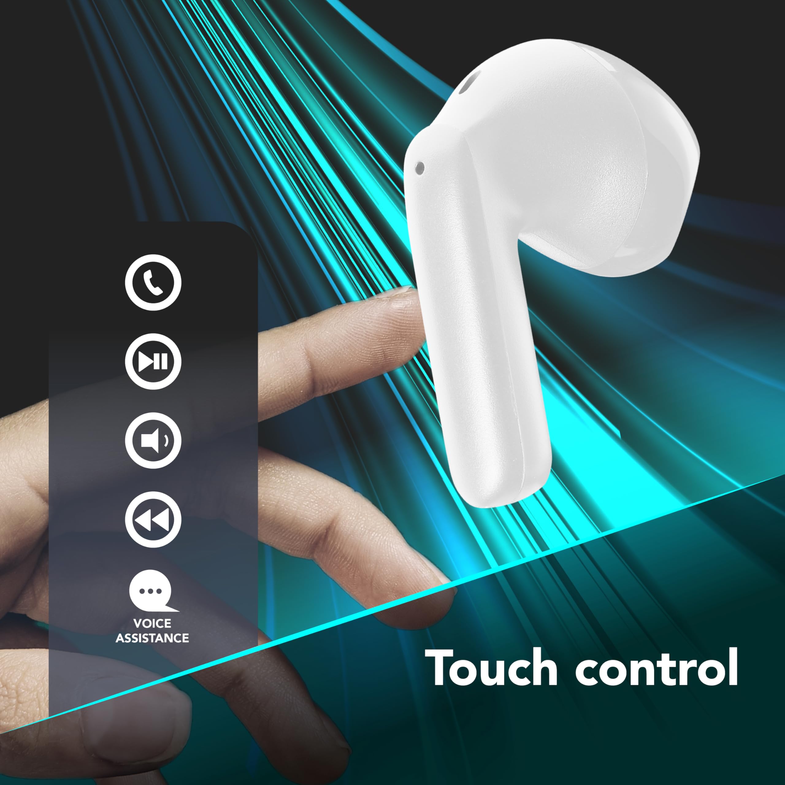 cellularline Call Purely, słuchawki Bluetooth z ENC, 4 mikrofony, redukcja szumów otoczenia, 32 godziny pracy baterii, połączenie multipoint, design Easy Pick