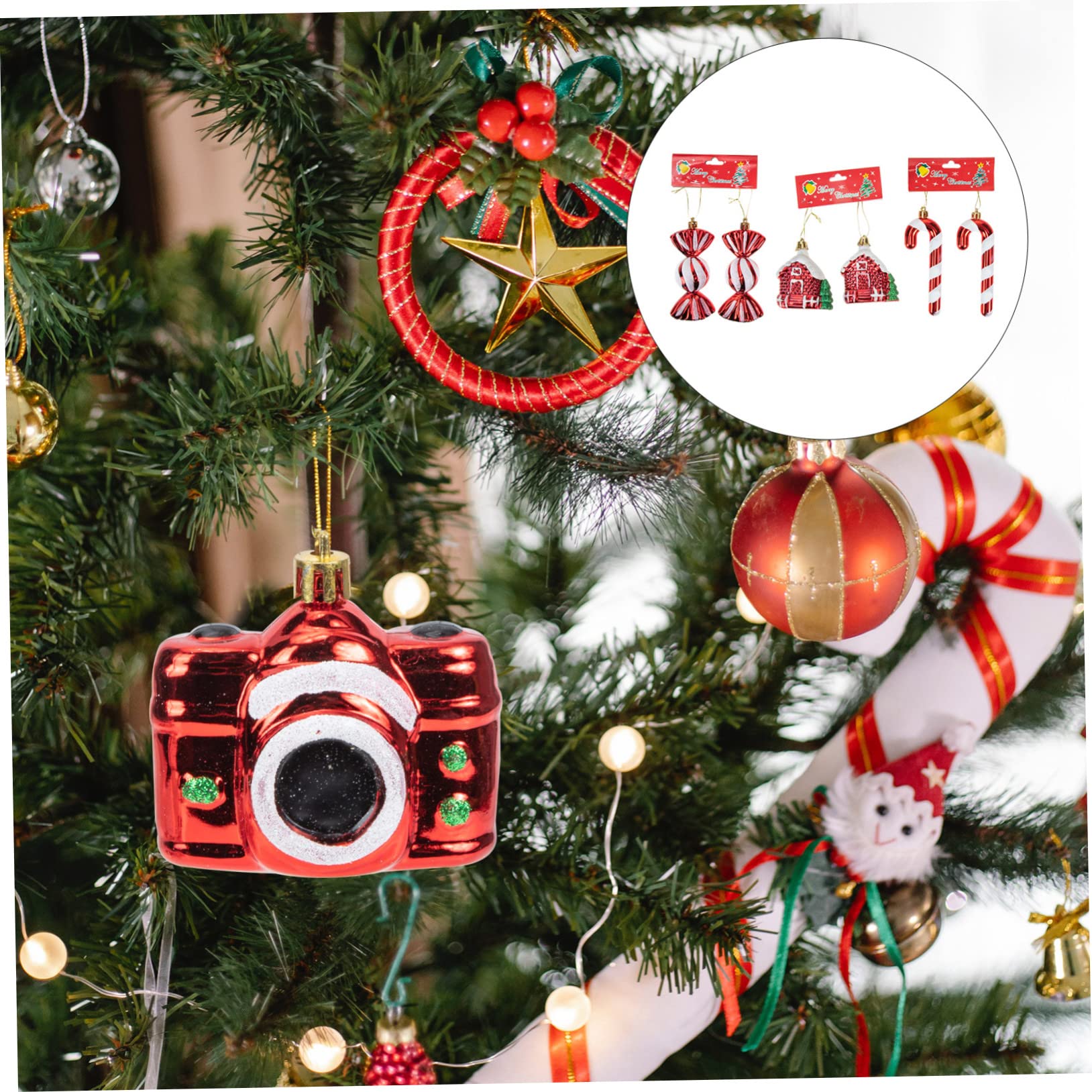 Ciieeo 30 Piezas decoración del árbol de Navidad Colgantes navideños Manualidades navideñas Decoraciones del árbol de Navidad Adorno Rojo decoración de árbol de Navidad de plástico