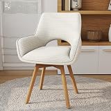 WAFTING Chaise Pivotante 360°Salle à Manger Lot de 4, Pieds en Bois, Beige - 5