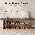 2 Banc d'entrée de gamme, 47.24" Banc de chaussures, sac de chaussures rustique, banc de rangement en bois pour entrée Hallway Chambre à coucher, montage facile, brun rustique
