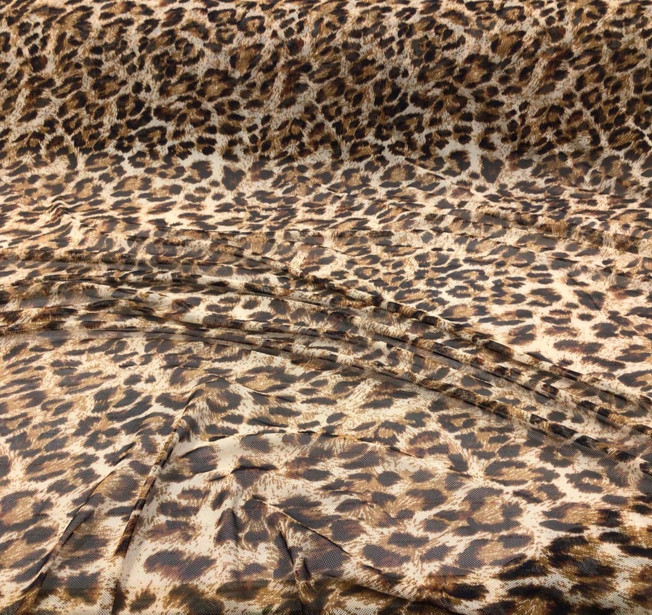10 Yard Lot Power Net Stretch Mesh Nylon Spandex Sheer Printed Cheetah Golden Brown Z500