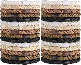 Hair Ties for Women Girls, Funtopia 30 Pcs Elastics Hair Bands Ponytail Holders for Thick Hair, No Damage No Crease Hair Elastics (Black/Brown/White/Beige/Coffee)