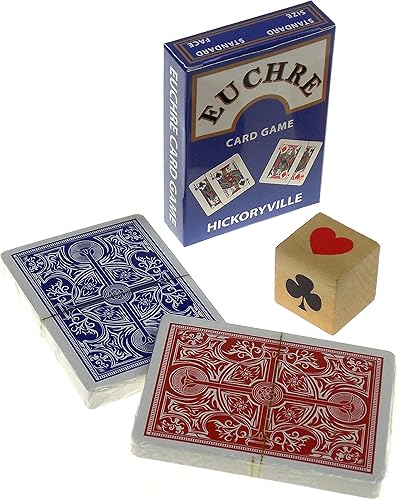 Miniatura 2 de Hickoryville Euchre - Paquete de cartas de juego - 2 mazos Euchre en una caja con dados de marcador de traje