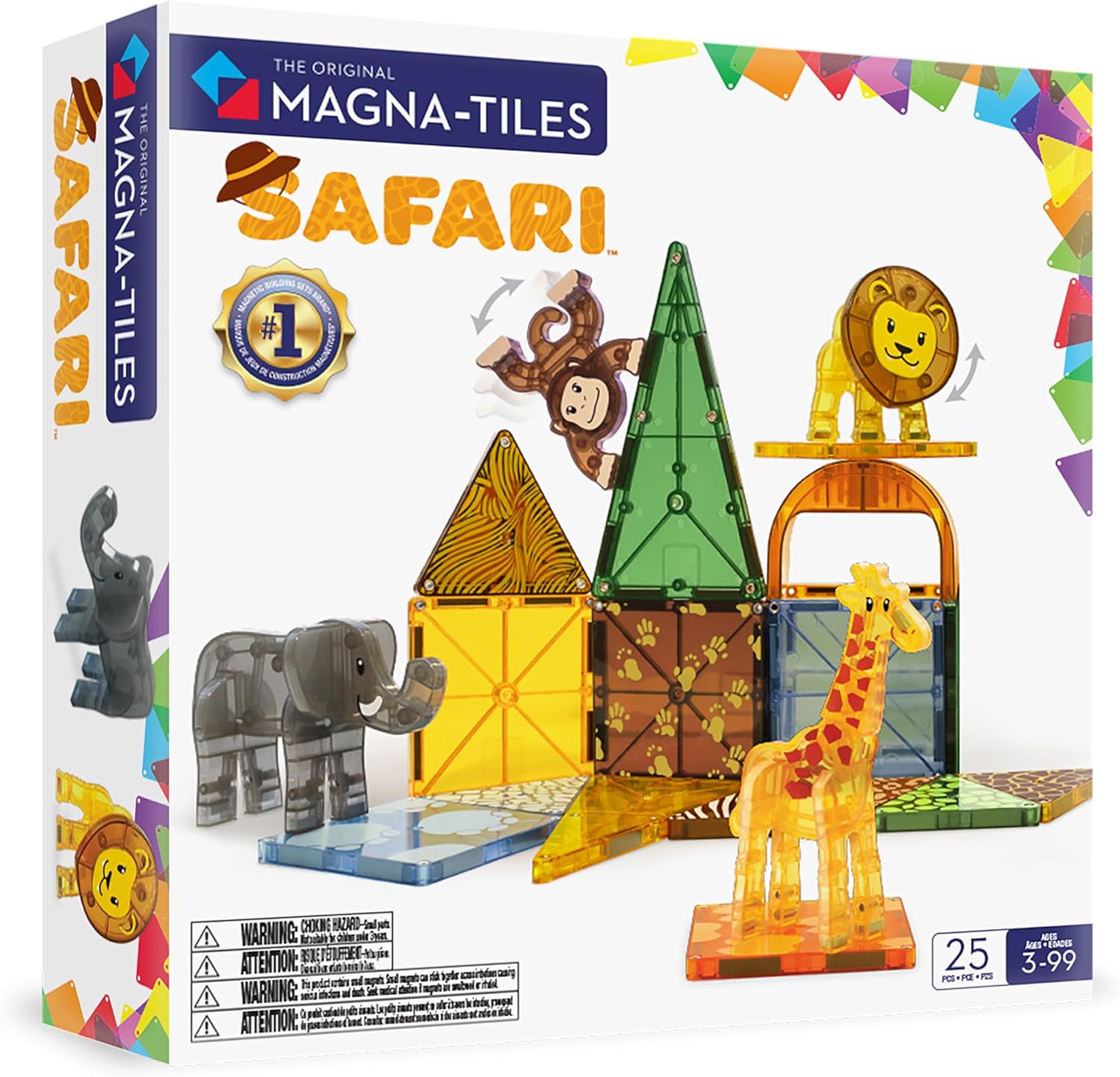MAGNA-TILES Safari Animals 25-Piece Magnetic Construction Set