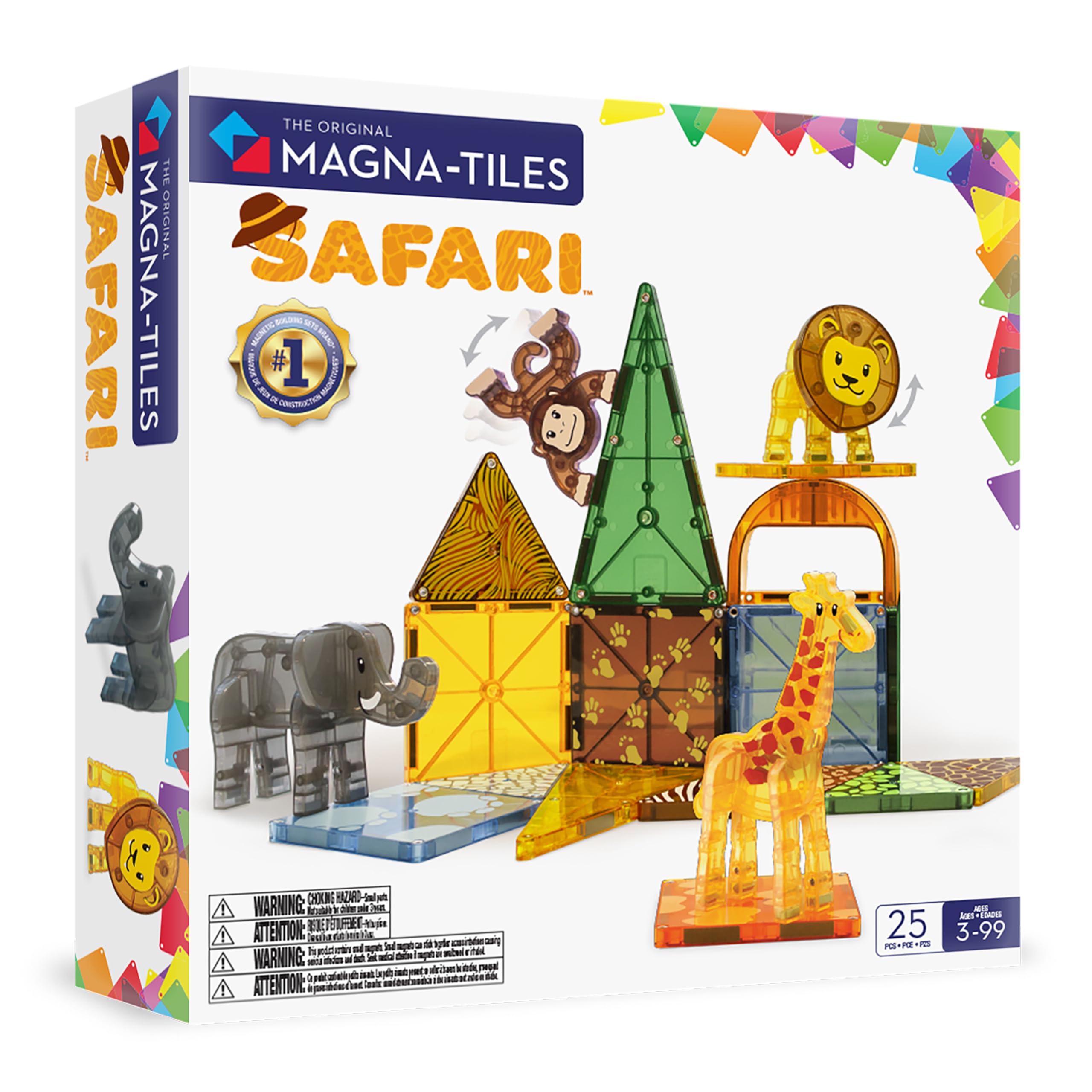 MAGNA-TILES Safari Animals 25-Piece Magnetic Construction Set, The ORIGINAL Magnetic Building Brand