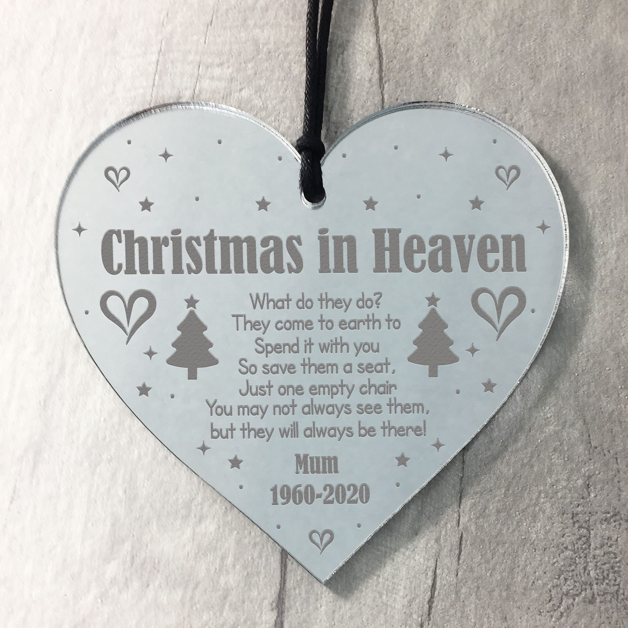 Red Ocean Christmas In Heaven Poem Personalised Memorial Gift Engraved Christmas Bauble