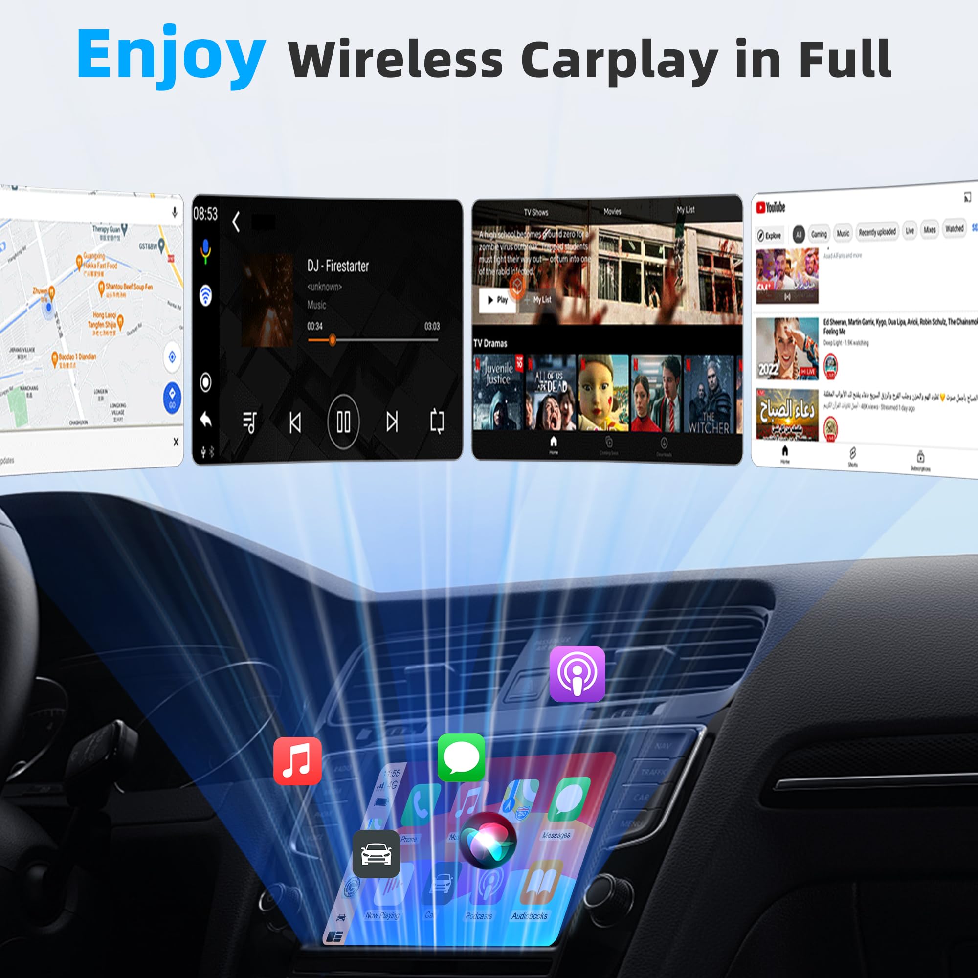 Wireless CarPlay Adapter 2026 – Apple CarPlay kabellos nachrüsten, A9 Chip 6X schneller, 3 Sek. Auto-Verbindung, Bluetooth 5.3 & 5GHz WiFi, Plug & Play Dongle für iPhone iOS 10+, für 1200+ Autos