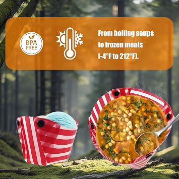 VibrantCamp Collapsible Bowls for Camping Set with Plates & Cups - 13 or 4-Piece Lightweight BPA-Free Mess Kit w/Portable Bag for Backpacking, Hiking, RV