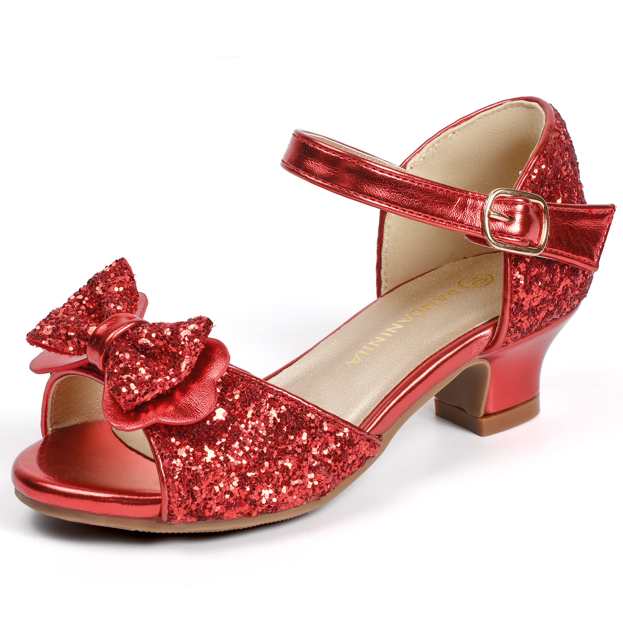 PANDANINJIA Wendy Girls Heels Dress Shoes Flower Girl Mary Jane Sandals Wedding Party Princess Shoes for Toddler Little Kid Big Kid