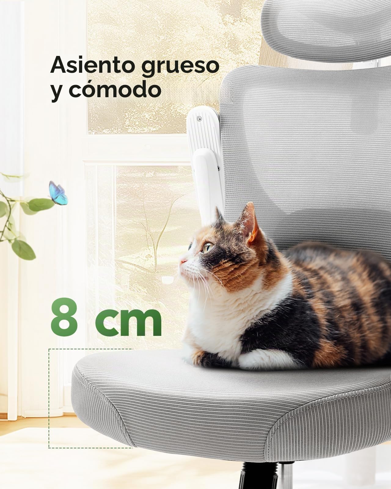 Marsail Silla Escritorio Ergonomica: Silla Oficina de Computadora con Respaldo Alto de Malla y Soporte Lumbar Ajustable Silla Giratoria para Tareas Trabajo con Ruedas, Reposabrazos 3D y Reposacabezas