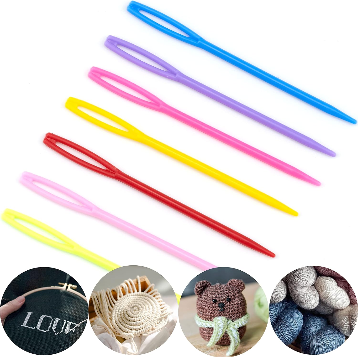 500 Pieces Plastic Sewing Needles 2.8 Inch 7CM Length Large Eye Blunt Craft Safety Plastic Yarn Needles for Kids Hand Sewing Knitting Crochet Darning