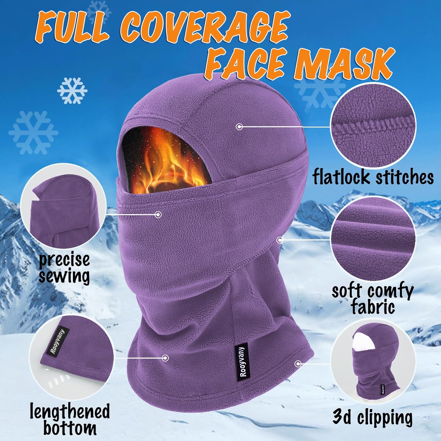 Kids Fleece Balaclava Ski Mask for Boys Girls, Thermal Lightweight Windproof Face Mask for Winter Activities - Image 3