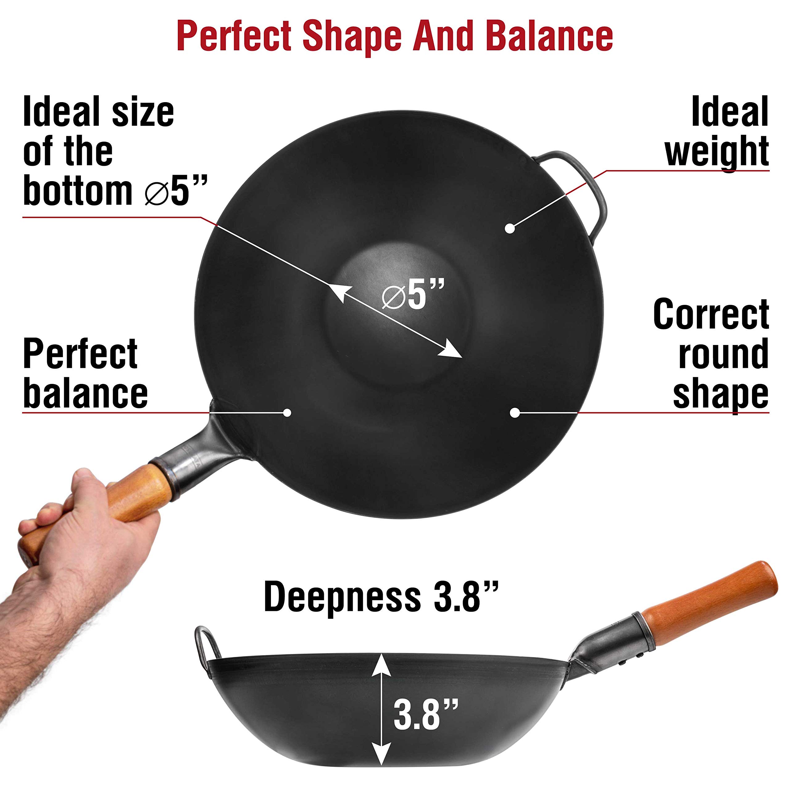 Yosukata Carbon Steel Wok Pan 13,5 “ Woks and Stir Fry Pans Chinese