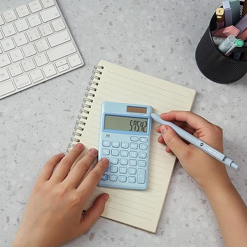 Miniatura 7 de Mr. Pen - Calculadora de función estándar, 12 dígitos, pequeña calculadora de bolsillo solar azul claro, portátil de oficina básica simple