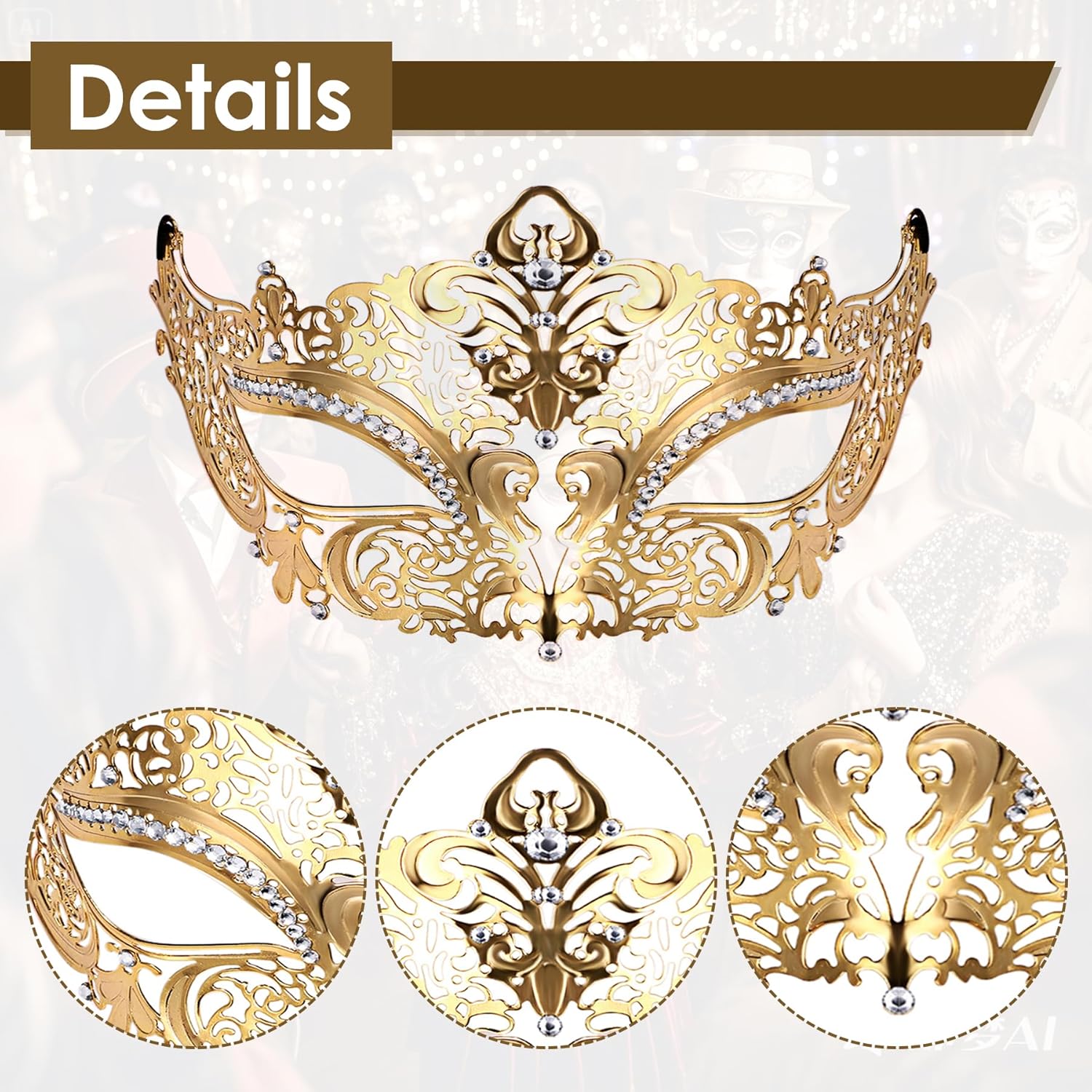 OIDEA Masquerade Mask for Couple - Roman Greek Venetian Mask Halloween Prom Party Costume Ball Mardi Gras Mask for Women Men - Image 4