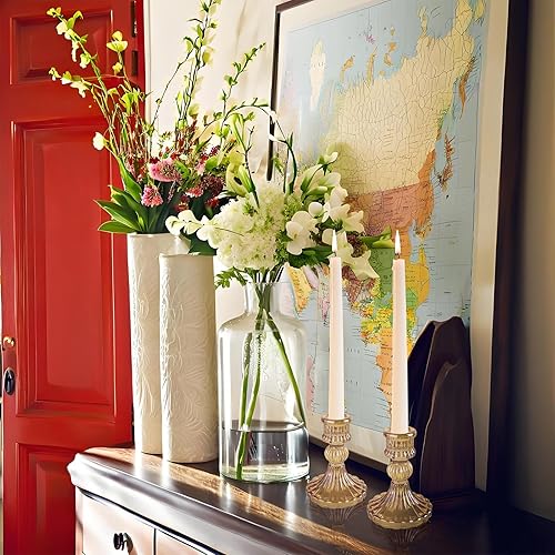 Miniatura 6 de Portavelas de cristal, candelabros cónicos a rayas, juego de 6 candelabros para centros de mesa, decoración del hogar, bodas, festivales y fiestas