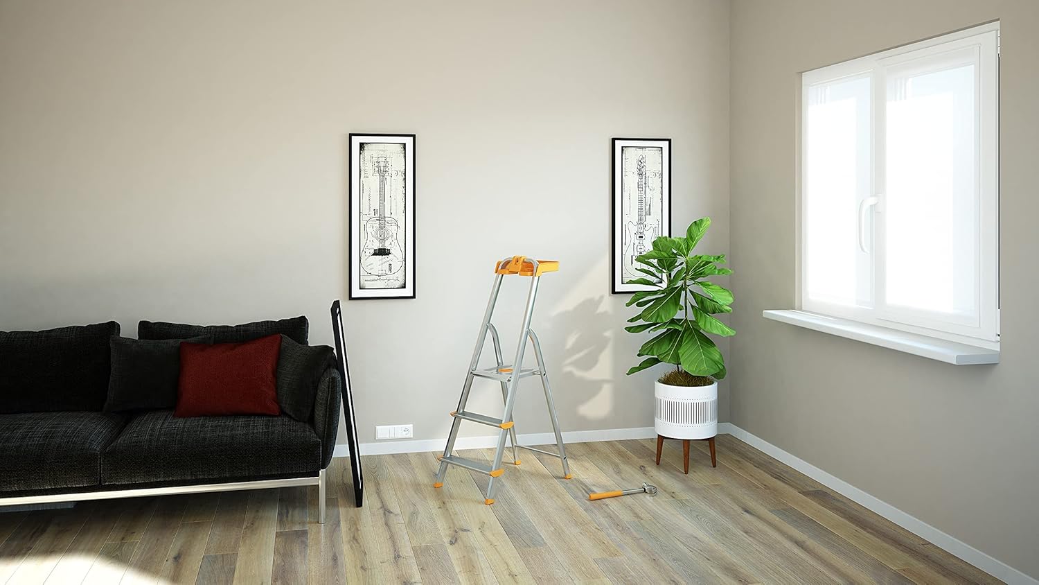 COLOMBO Aluminium 3 Step Ladder with Storage Compartment