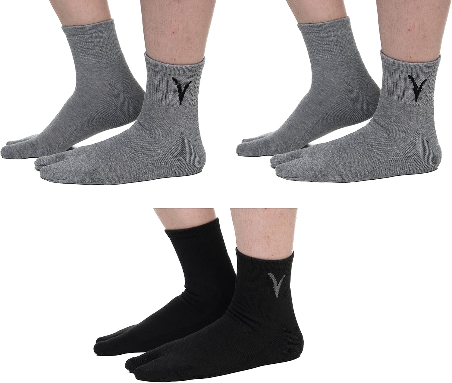 3 V-Toe Thicker Split Toe Tabi Socks Flip-Flops Sandals sneakers Mens Womens Mini-Crew