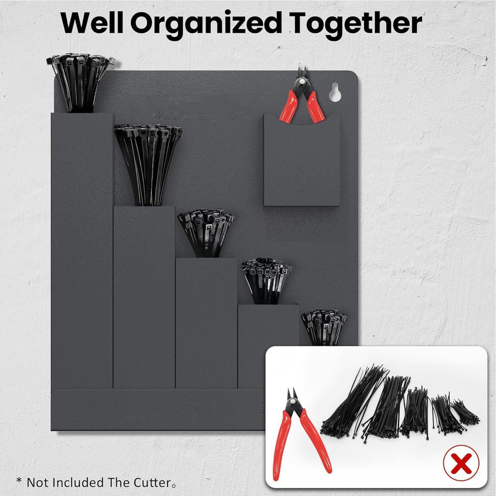 Porta fascette a parete Contenitore A 6 Tasche Da Capanno | Organizer Gestione Cavi E Fascette Per Installatori Qualificati, Proprietari Di Casa, Home Office, Studio, Officina, Garage,