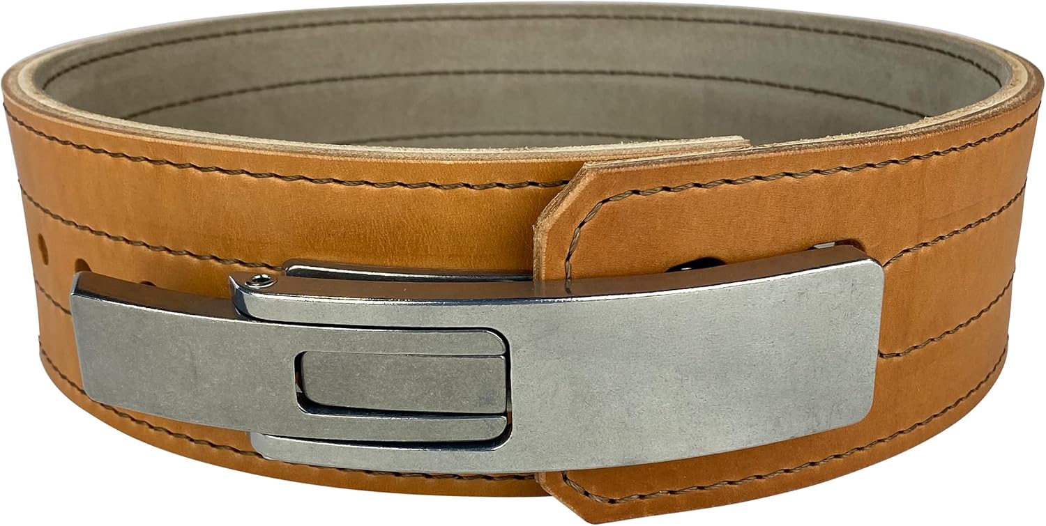 Double Ply Leather Weightlifting Belt with Suede Lining – 4-Inch Wide Powerlifting Support with American Made Steel Lever Buckle