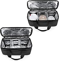 Vista 2 de Trunab Portador de bebidas reutilizable de 3 tazas para entrega con divisores ajustables, organizador de bebidas aislado para llevar, bolsa