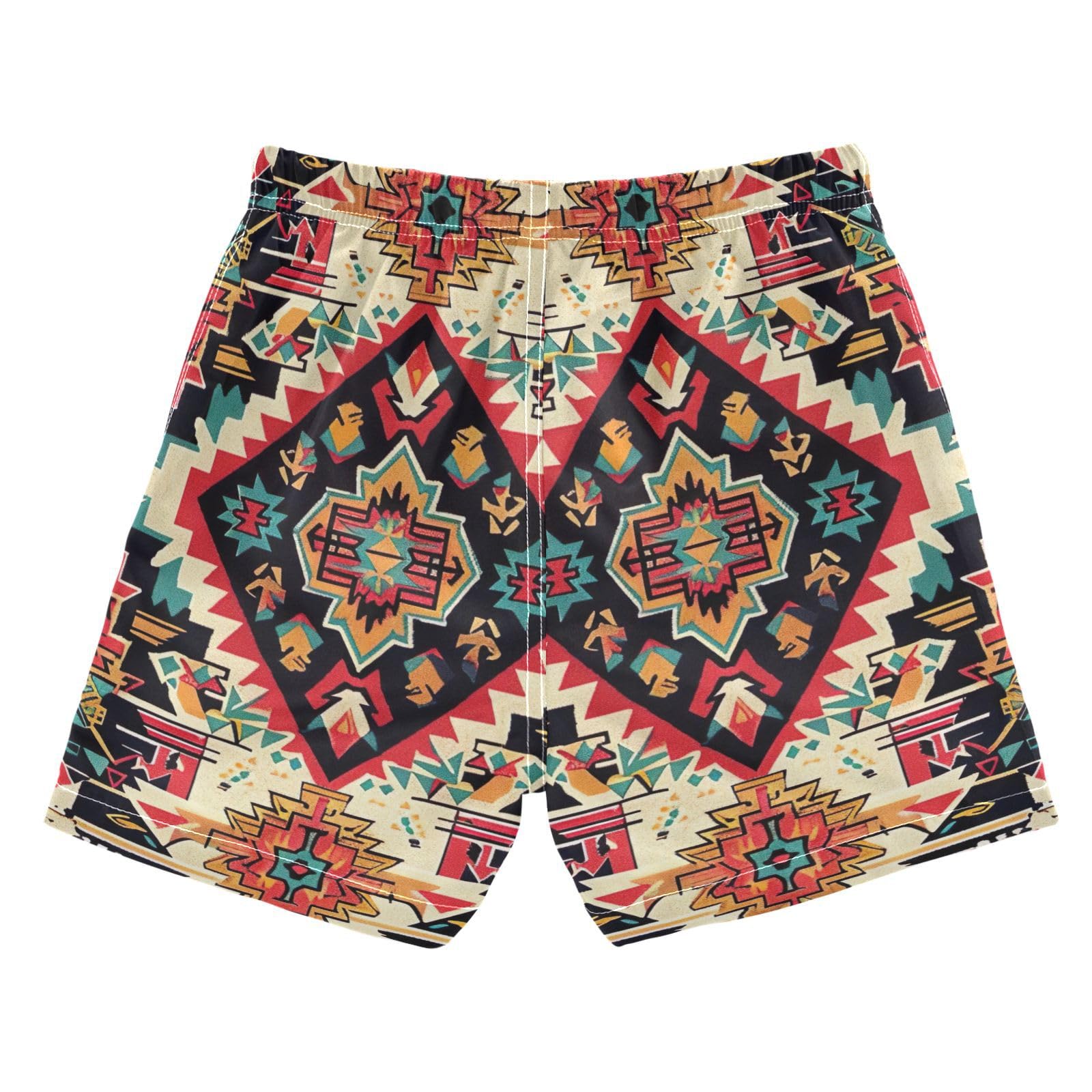 FLildon Indian Ethnic Pattern Little Boys Swim Trunks with Mesh Lining Quick Dry Beach Board Shorts, 3T