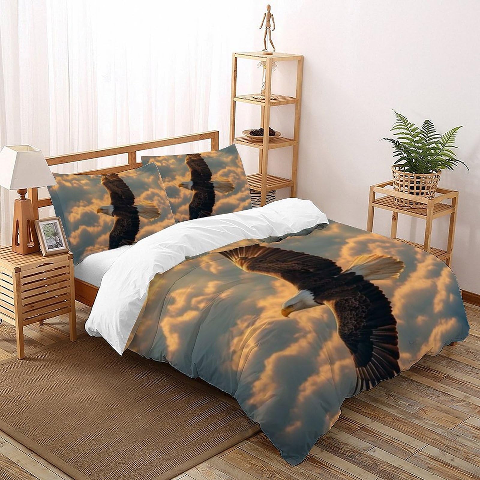 Housse de couette 220x240cm imprimé animaux avec 2 taies d'oreiller