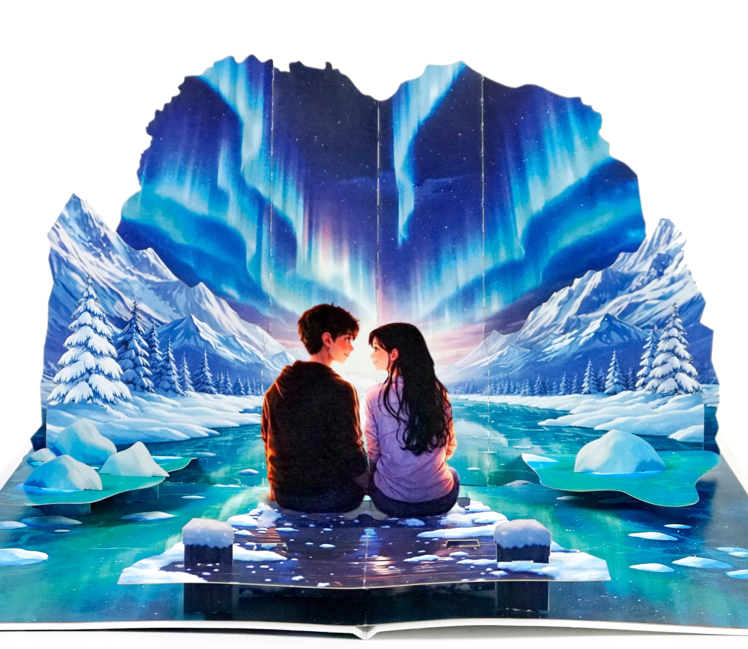 CUTPOPUP Aurora Love Couple Pop Up Anniversary Cards, Wedding Anniversary Card for Him Her Wife Husband Mum Dad Grandma, Birthday Card, Mothers Day, 3D Valentines Cards (Aurora) US8-LO199UK โ image 1
