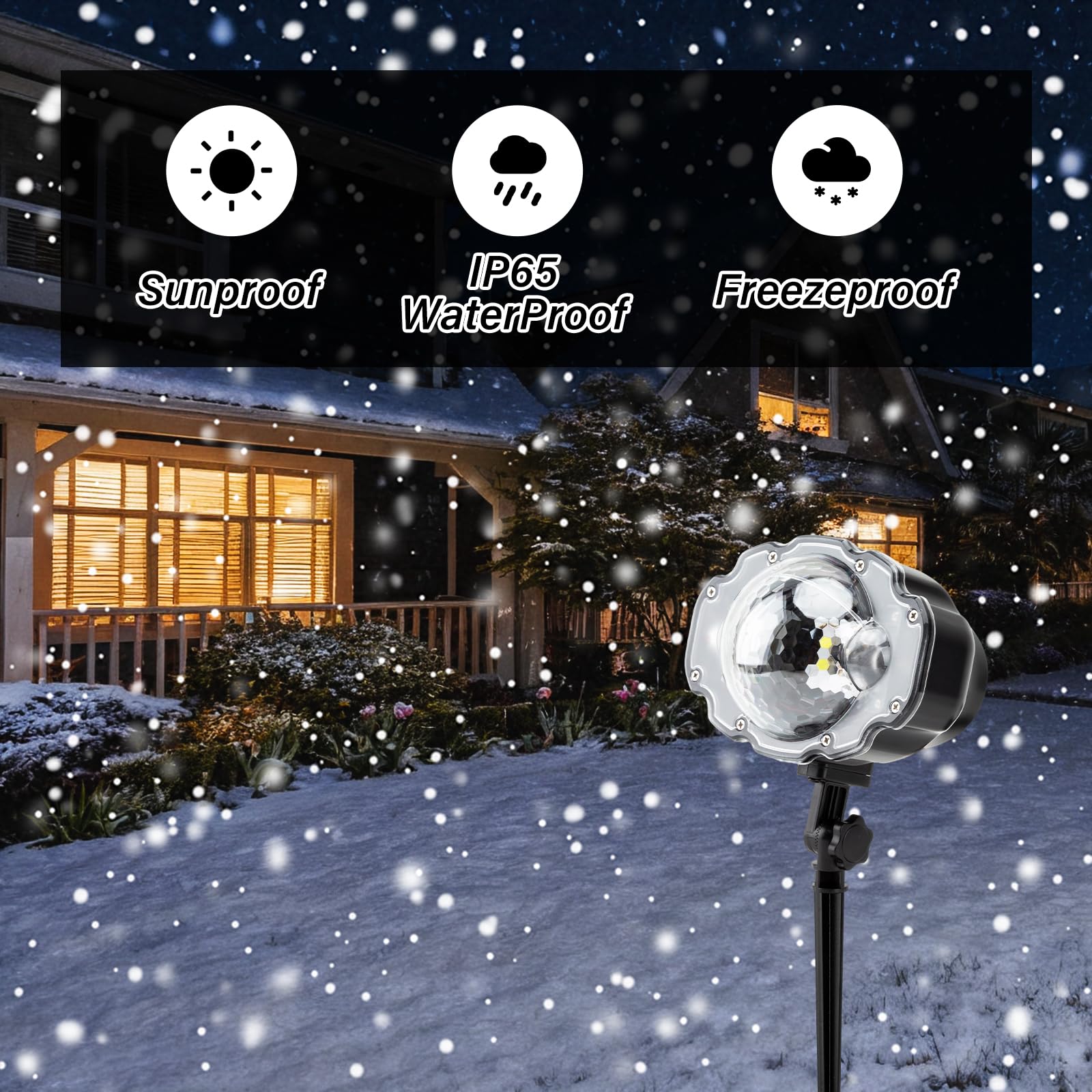 Christmas Projector Light,Snowfall LED Lights Christmas Decoration Projector Lights Outdoor Waterproof Remote Control Night Light Spotlight for New Year,Holiday Halloween Xmas Party - Image 2