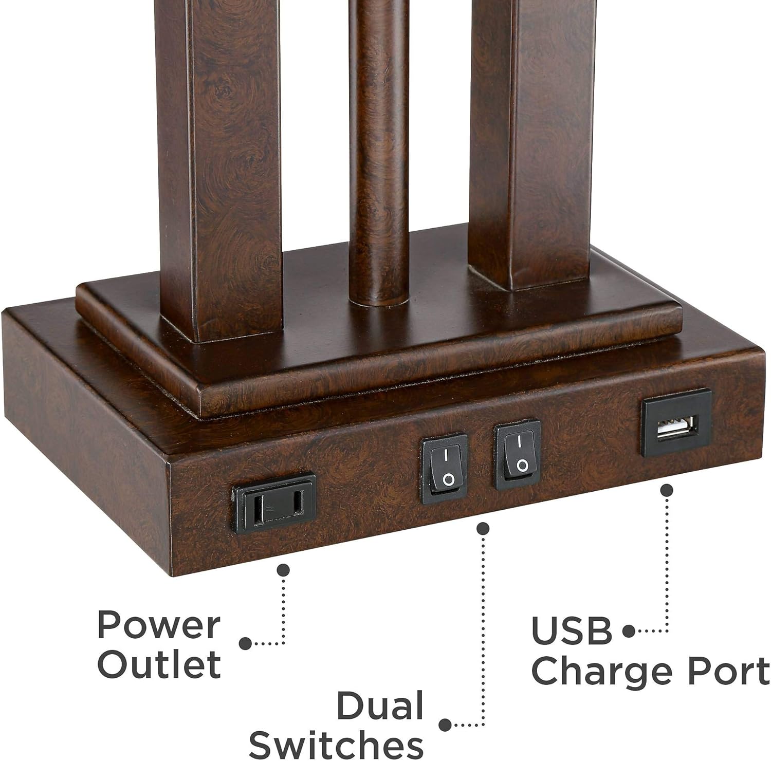 Deacon Modern Desk Table Lamp with USB and AC Power Outlet in Base Gooseneck LED 26" High Bronze Rectangular Linen Shade for Living Room Bedroom House Bedside Nightstand Home - Possini Euro Design - - 
