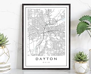 Dayton Ohio City Map, Ohio City Road Map Poster Print, City Street Map Print, Modern US City Map, Home Art Decoration, Office Wall Art Print - 24x36