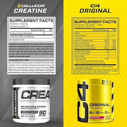 Miniatura 2 de Cellucor Original C4 - Paquete de creatina y preentrenamiento, sandía, 30 porciones + polvo de creatina Cor Performance, 72 porciones