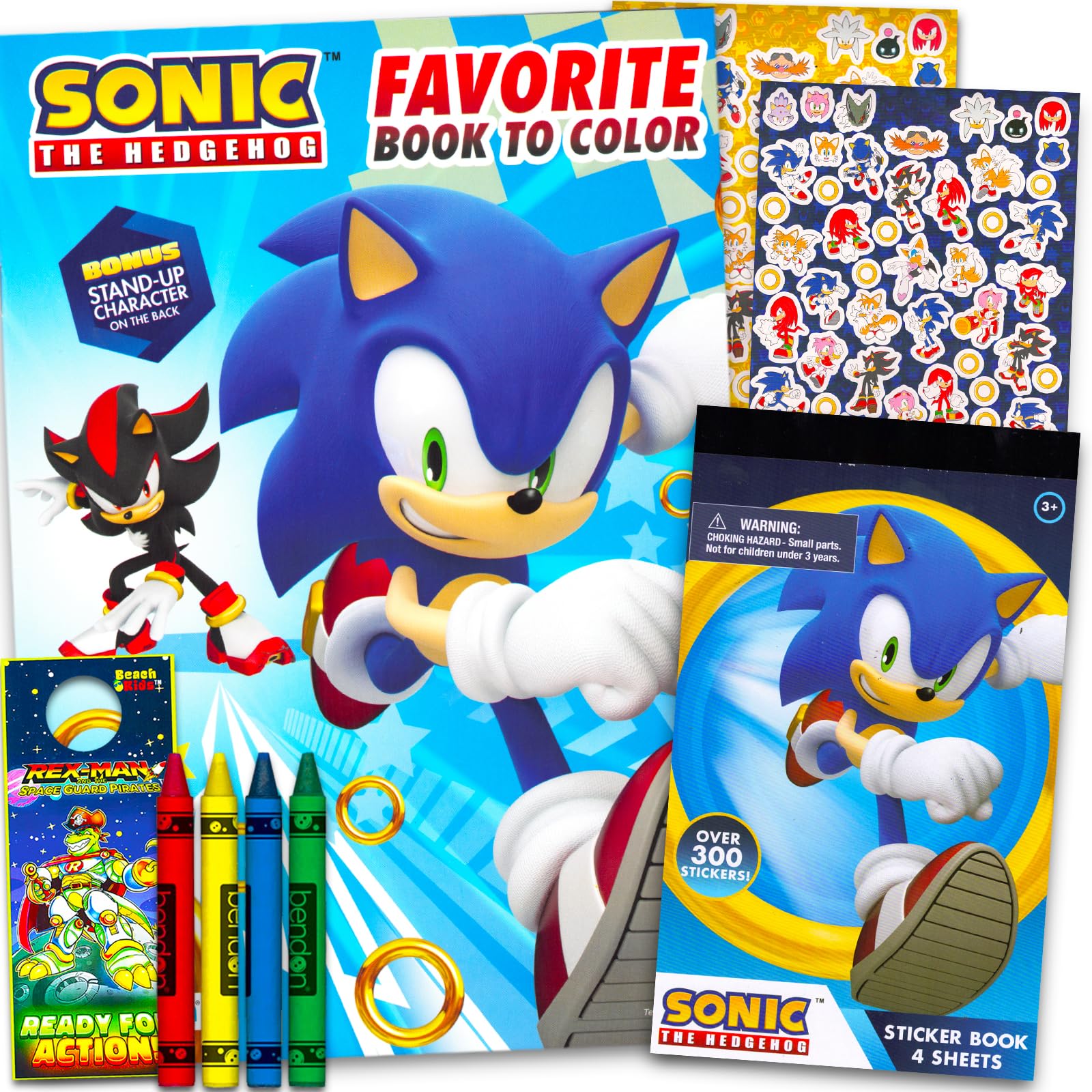 Sonic the Hedgehog Coloring Book for Kids Ages 4-8 - Sonic Coloring Art Set Bundle with Coloring Pages, Activities, Games Plus Sonic Stickers, Crayons, More | Sonic Activity Book Set for Boys