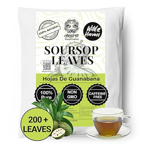 Miniatura 1 de Akshit Hojas secas de guanábana, más de 200 hojas de graviola, té de hoja de guanábana natural entera, hojas de guanábana, hoja de guanábana, té de