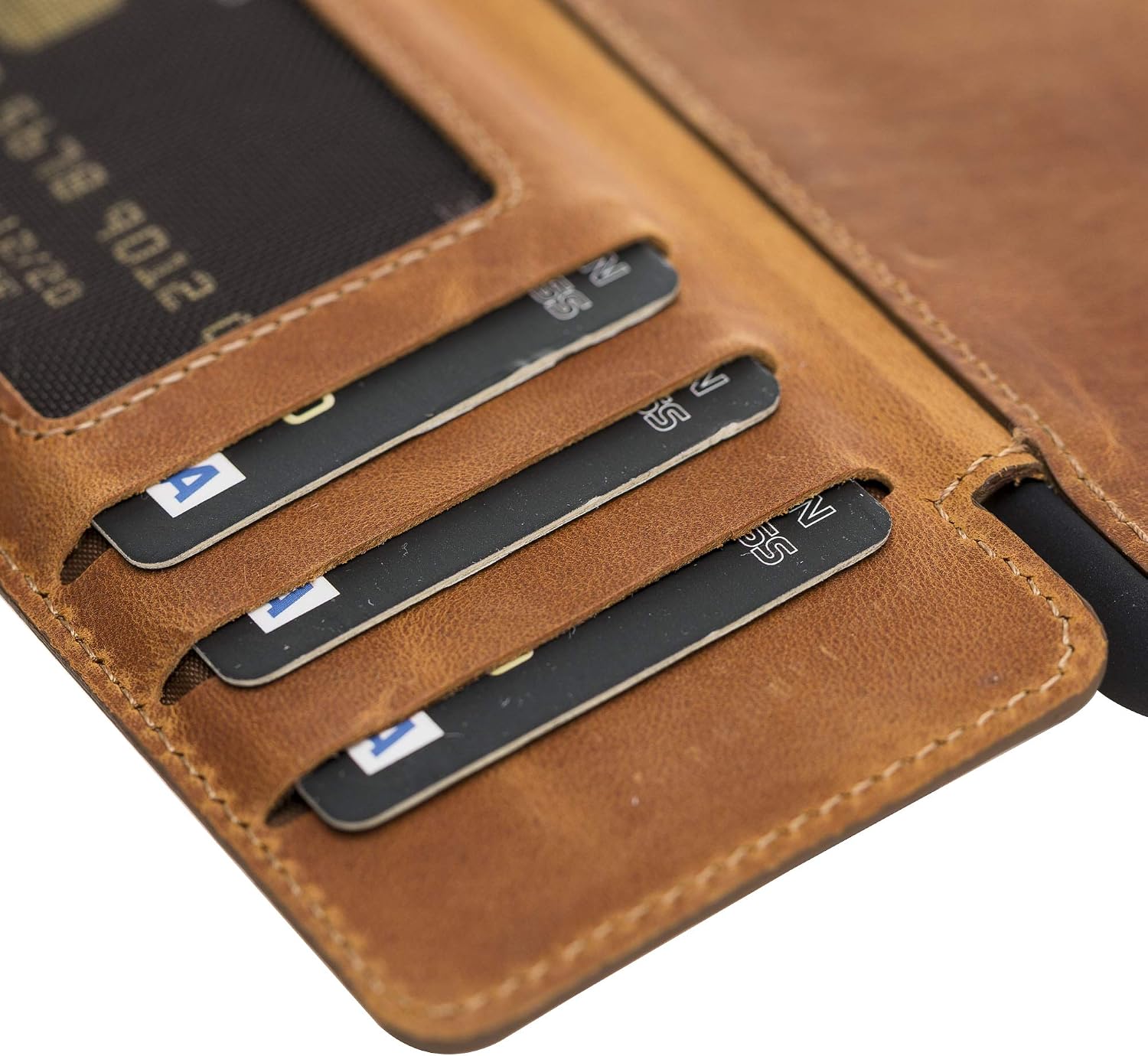 Venito Verona Leather Phone Case Compatible with iPhone 11 Pro (5.8 inch) - RFID Blocking Snap-On Flip Back Cover Slim Phone Wallet Case - Antique Brown