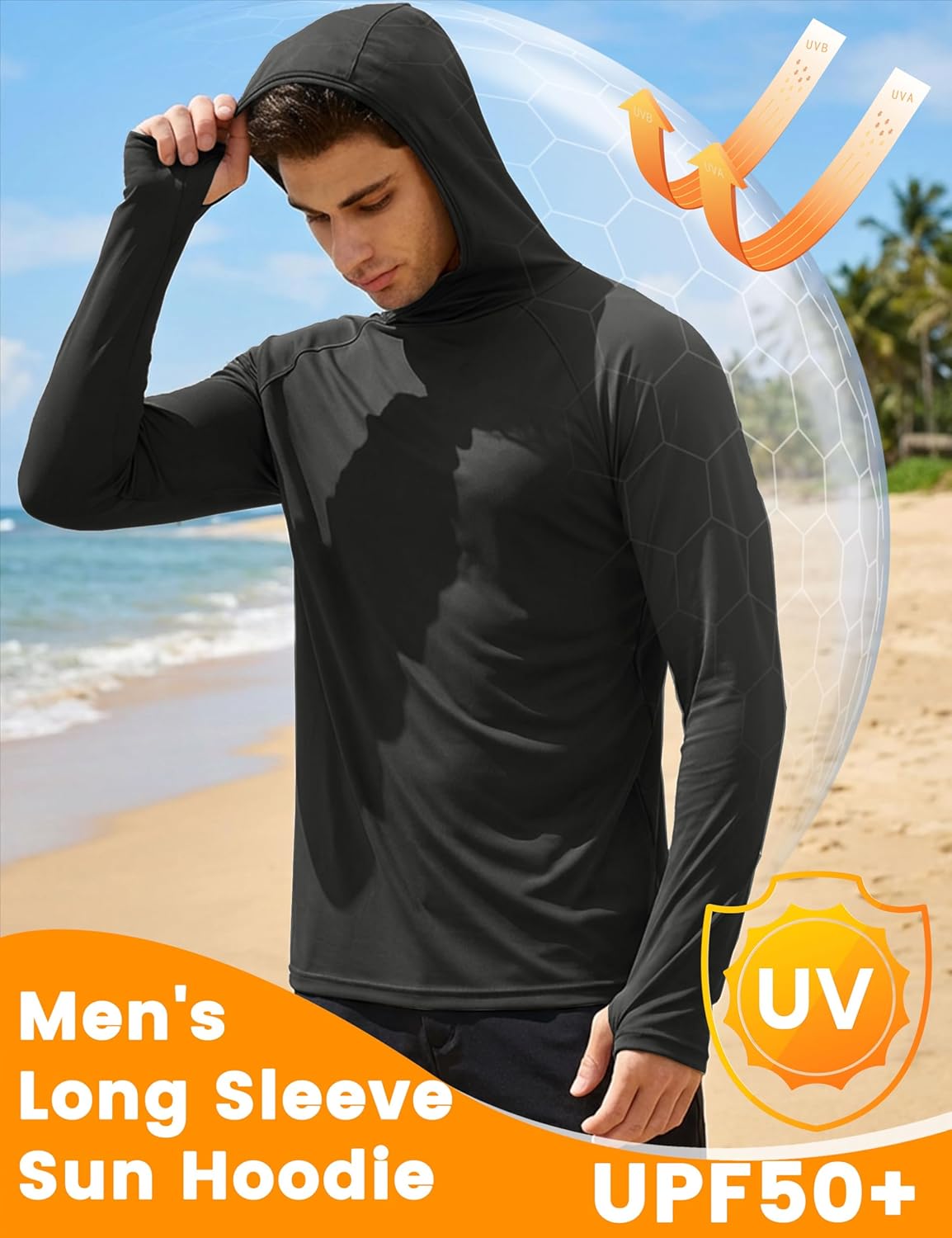 MAGCOMSEN Men's UPF 50+ Sun Protection Shirts Quick Dry Long Sleeve Rash Guard Lightweight Hoodie Shirt Fishing Running - Image 4