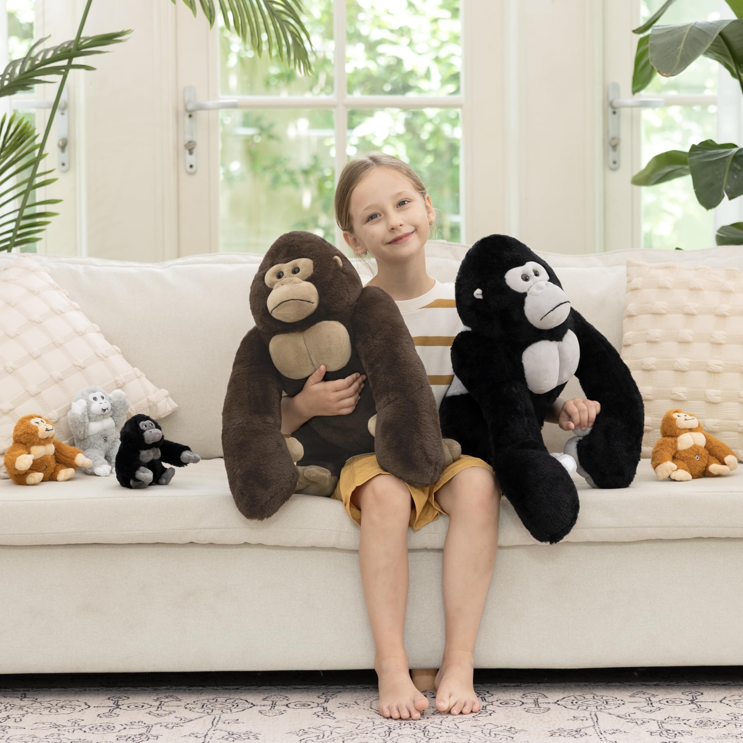 MorisMos Big Gorilla Soft Toy with Babies inside, Lifelike Large Giant Gorilla Monkey Teddy Stuffed Animal Plush Cuddly, Kawaii Presents for Kids Girls Boys Birthday Party Decorations (50 cm) — view 7