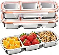 Vista 16 de Recipientes para Snacks de Acero Inoxidable, Paquete de 6 Recipientes Reutilizables para Llevar con Tapas a Prueba de Fugas, Caja Bento de Doble