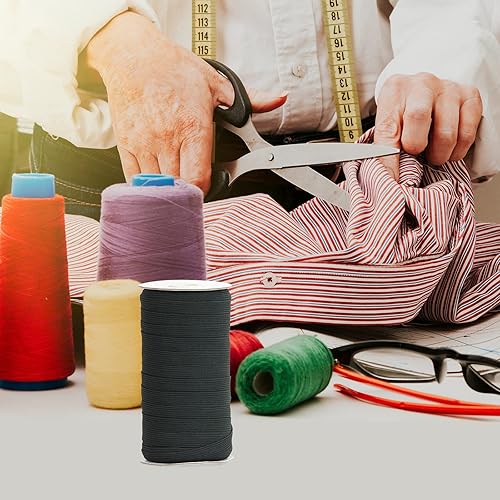 Miniatura 7 de Banda elástica plana para costura, 12 pulgada, 50 yardas de alta elasticidad, cordón elástico negro, cuerda elástica de punto para coser
