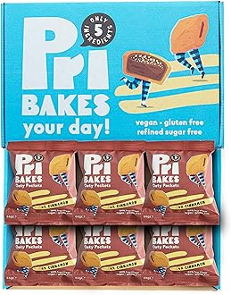 Gluten Free Snacks - Tasty & On-the-Go Oat-Based, Low Calorie, Delicious Snacks for Adults - High Fibre, No Sugar, Low Fat Vegan Food w/Natural Ingredients - 6 pcs Cinnamon Oaty Pockets by Pri Bakes