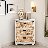 Vista 41 de Hampton Meadows - Armario de almacenamiento de mesa esquinera de 3 niveles en X con 3 cestas de mimbre, nogal