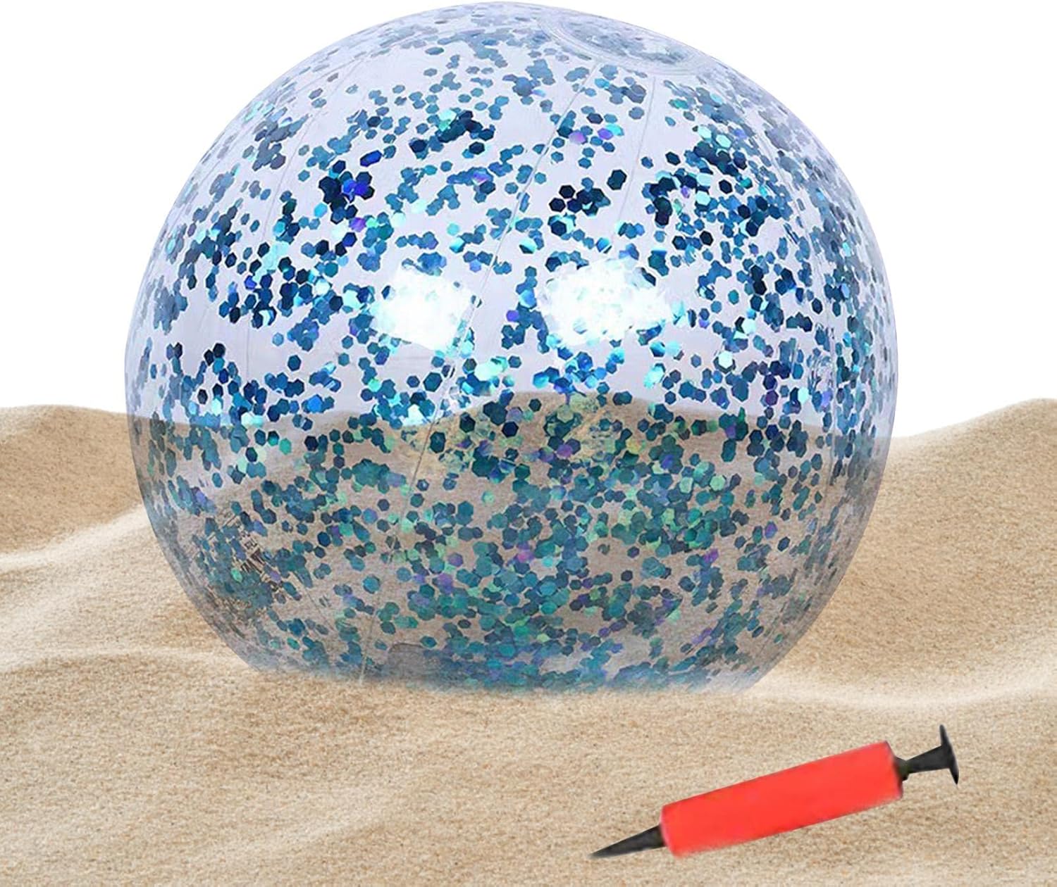 インフレータブルグリッタービーチボール スパンコールスイミングプールボール 子供のための夏の大きなビーチボール スイミングプールパーティーの好意 再利用可能なプールボールパーティーの装飾 Zhiji 祝開店大放出セール開催中