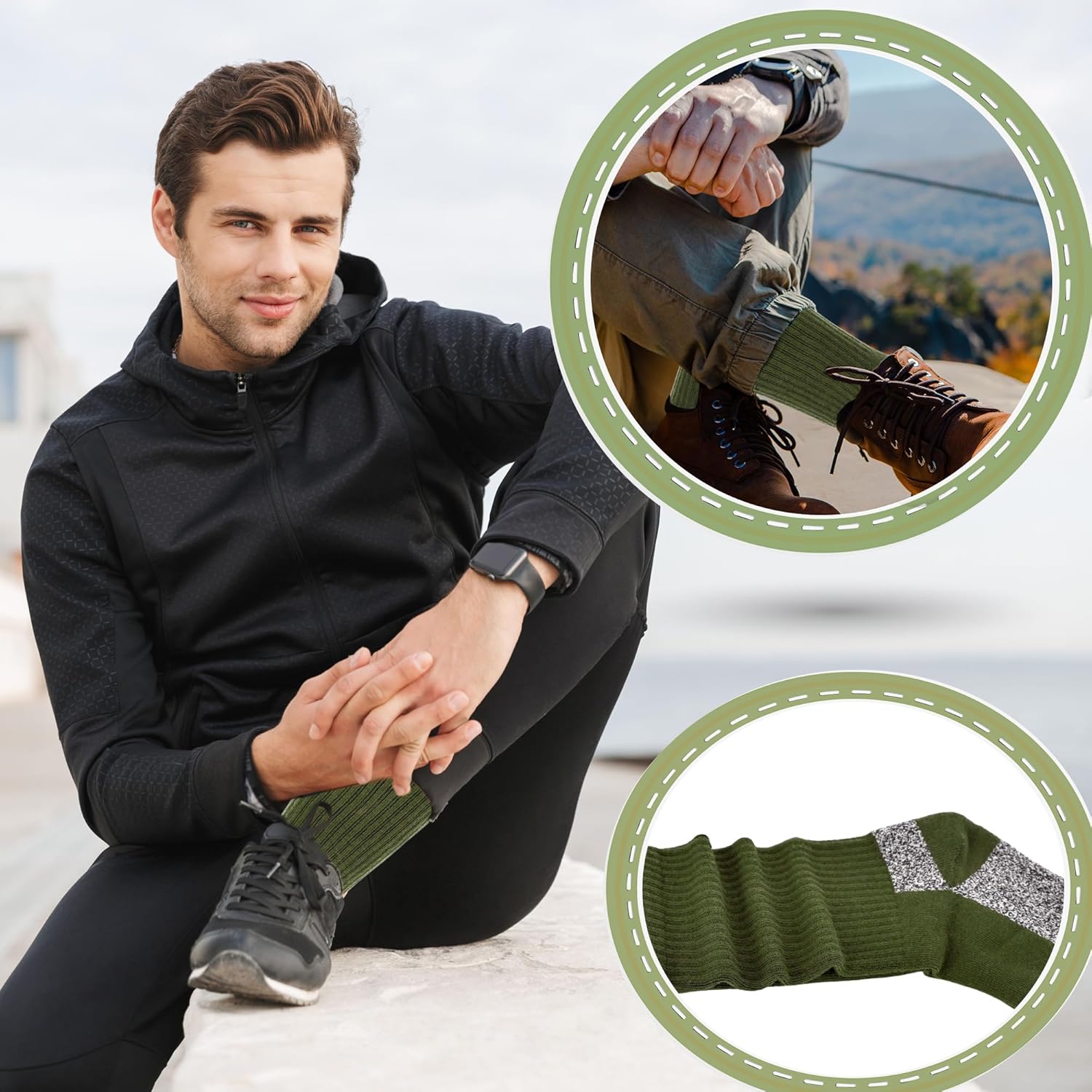 18 Pairs Men's Military Green Socks Ocp Socks Army Crew Cotton Sock for Soldiers Firefighters Police Outdoor Sports - Image 7