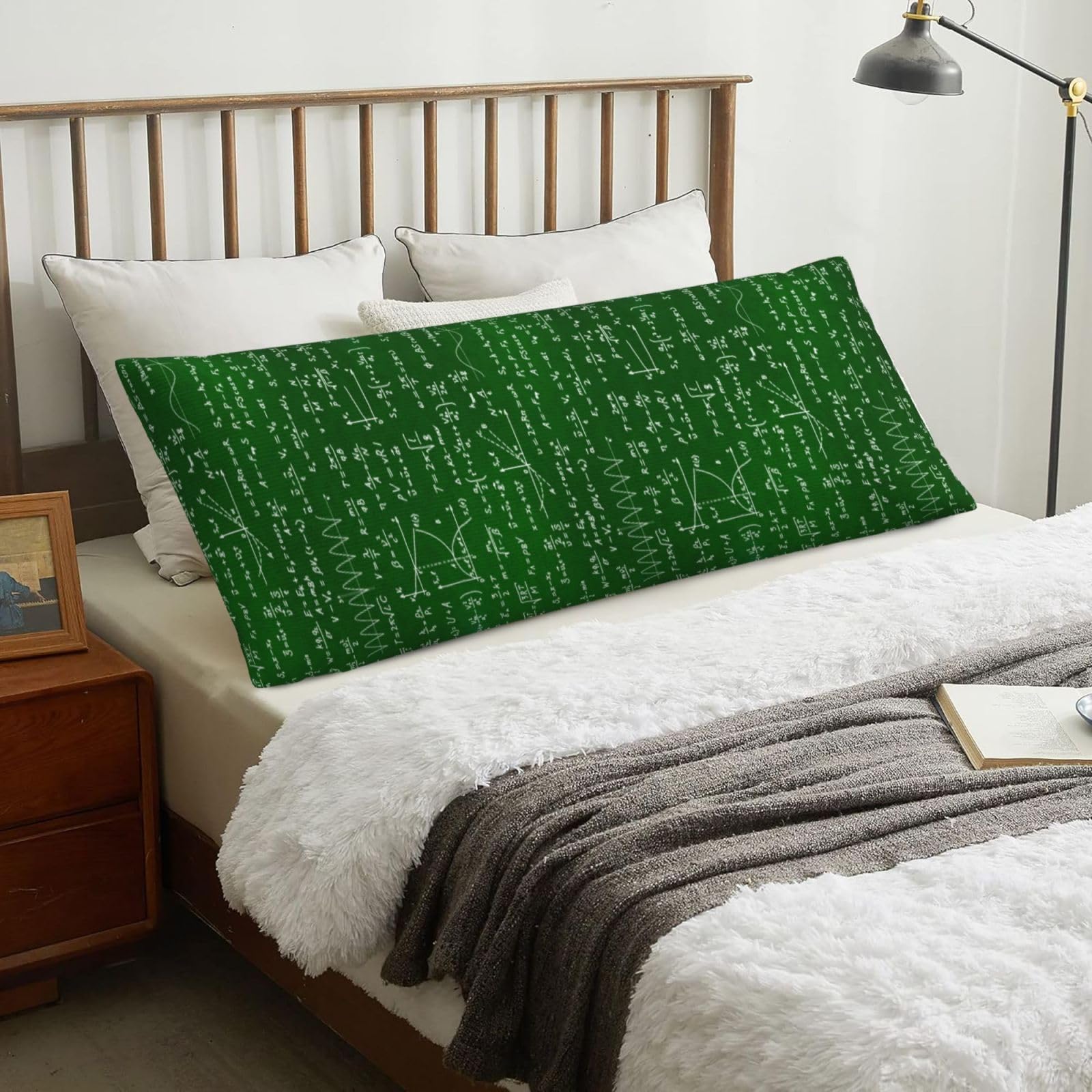 Math Equations Formulas, Body Pillow Cover with Zipper,Long Body Pillowcase 20 x 60 in