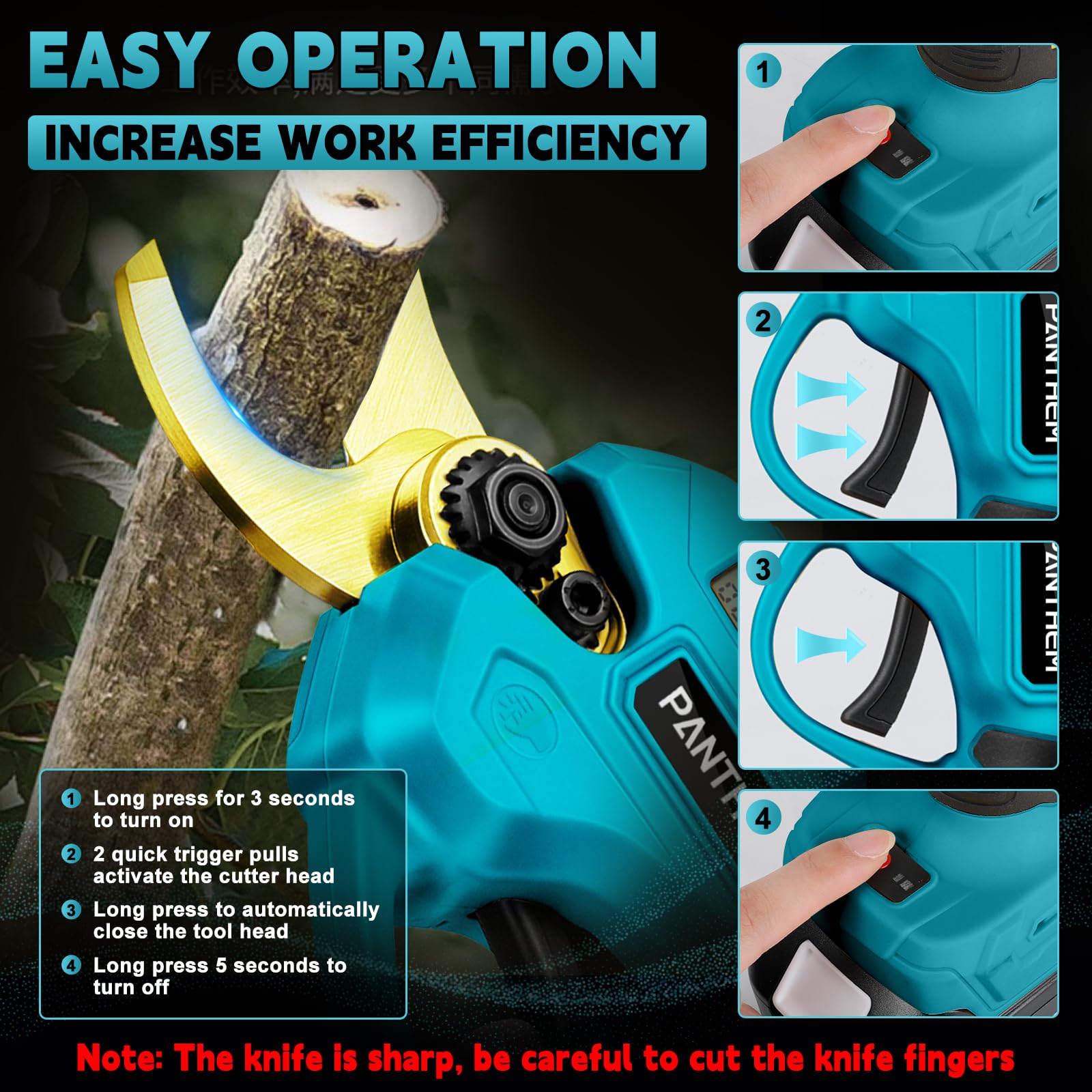 Taglierina per rami senza fili 45 mm per Makita 18 V (senza batteria), motore senza spazzole, sega a ramo elettrico, batteria, cesoie per alberi, display LCD per potatura alberi