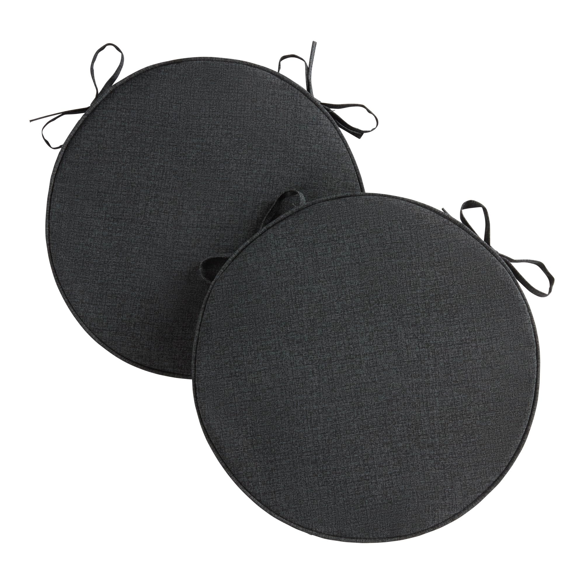 Greendale Home Fashions Outdoor 18-inch Round Reversible Seat Cushion, Graphite 2 Count