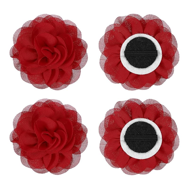 Pingente floral para coleira de cães, gatos e pequenos animais em chiffon vermelho brilhante PETAXCELL – pacote com 4