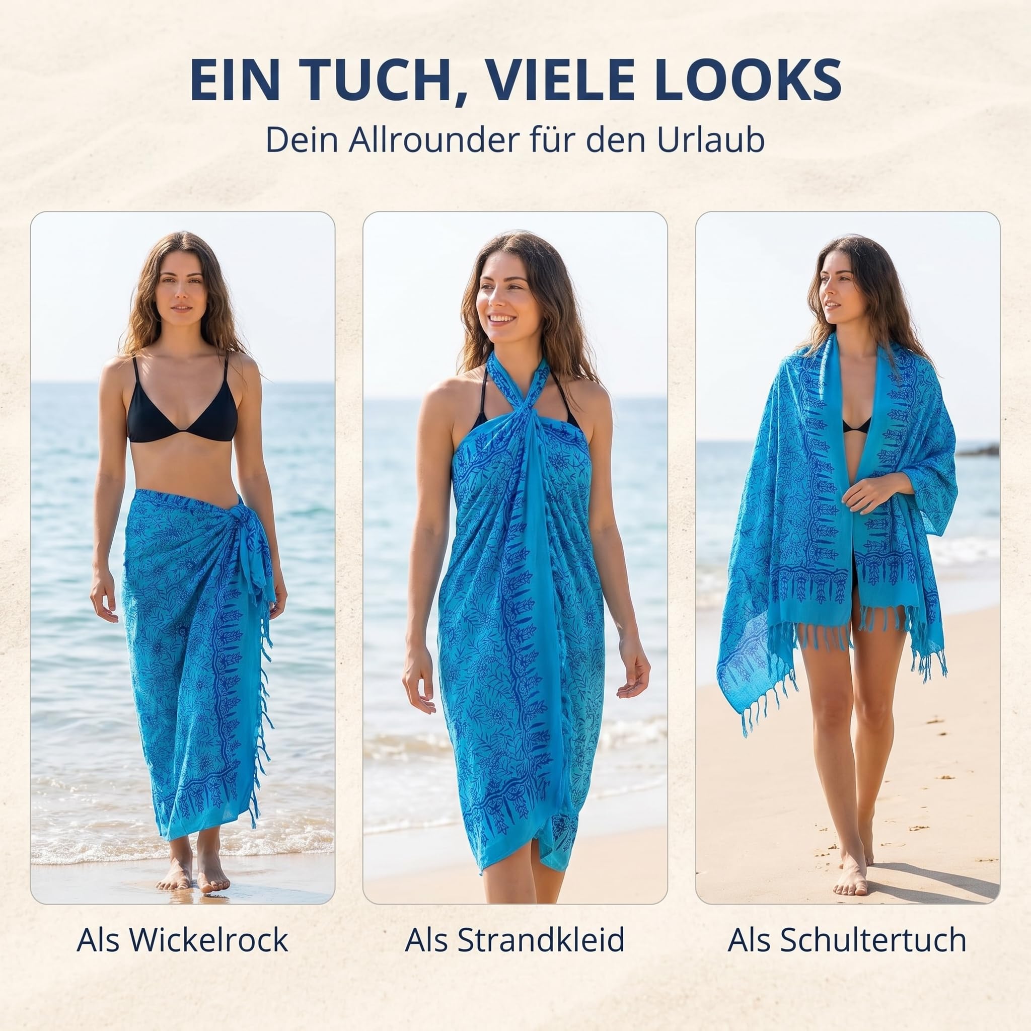 ok. 100 modeli w sklepie Sarong ręcznik plażowy Pareo spódnica kopertowa Loop niebieska Sar39