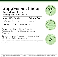 Vista 2 de Suplemento de CDP (citicolina), de grado farmacéutico, fabricadas en Estados Unidos (60 cápsulas de 300 mg)
